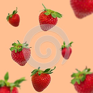Fresh juicy strawberry pattern background
