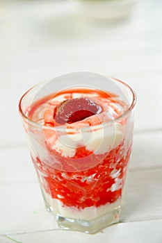 Fresh juicy strawberry with yogurt