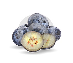 Fresh juisy blueberries isolated on white background
