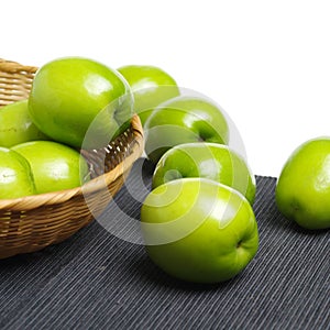 Fresh jujubes . It also called the Chinese green jujube,it is produced in China Taiwan