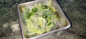 Fresh Kadi Green Leaves in Bowl