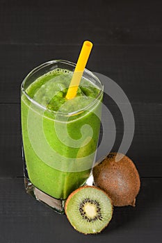 Fresh kiwi fruit smoothie cocktail drink. Food diet concept.