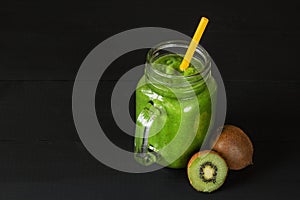 Fresh kiwi fruit smoothie cocktail drink. Food diet concept.