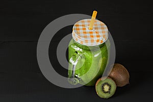 Fresh kiwi fruit smoothie cocktail drink. Food diet concept.