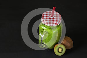 Fresh kiwi fruit smoothie cocktail drink. Food diet concept.