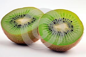 Fresh Kiwi Halves Isolated on White