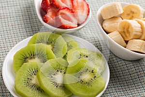 Fresh kiwi, strawberry, banana