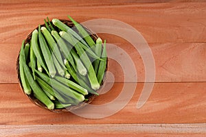 Fresh Lady\'s finger or Okra top view