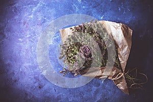 Fresh Lavender Flowers Bouquet on Rustic Background