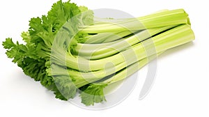 Fresh leaf celery isolated over a white background. Generative AI