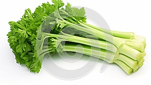 Fresh leaf celery isolated over a white background. Generative AI
