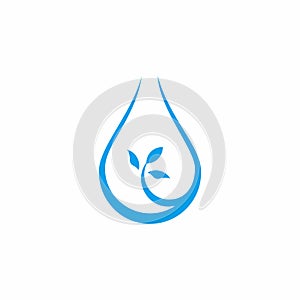 Fresh leaf water drop simple geometric design natural symbol logo vector