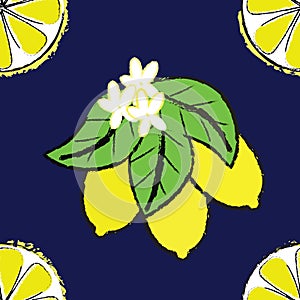 Fresh lemon blossoms design as a seamless repeat pattern