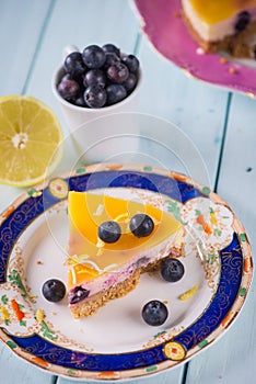 Fresh lemon and blueberry cake