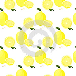 Fresh lemon fruits background. Food simple seamless pattern.