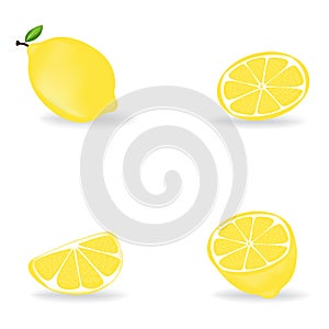 Fresh lemon fruits with leaf