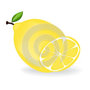 Fresh lemon fruits with leaf