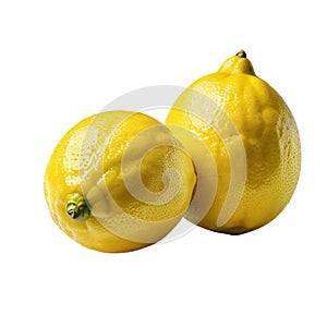 Fresh lemon fruits. Whole two ripe citrus fruits isolated. Healthy diet. Vegetarian food