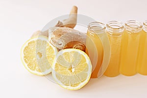 Fresh lemon and ginger ginger shots