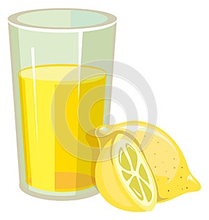 Fresh lemon juice. Cartoon glass with summer drink