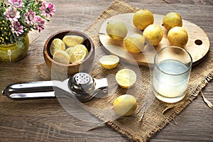 fresh lemon juice served on the table