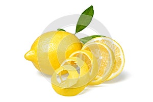 Fresh lemon and lemon peel photo