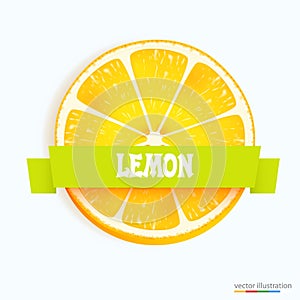 Fresh lemon slice with stripe