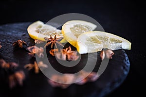 fresh lemon slices & anise