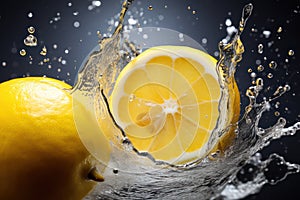 Fresh Lemon Slices Floating in Bubbly Water - Refreshing Citrus Concept
