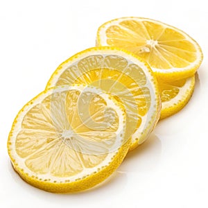 Lemon slices isolated on white background photo