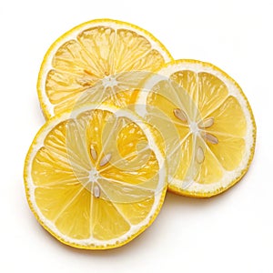 Lemon slices isolated on white background photo