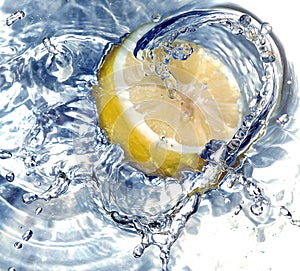 Fresh lemon in water photo