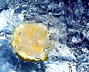 Fresh lemon in water