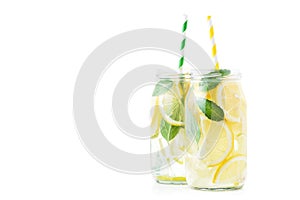 fresh lemon water glass