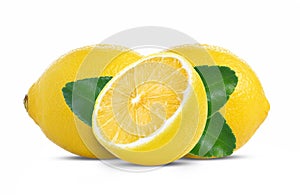 Fresh lemon on white background