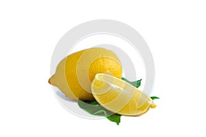 Fresh lemon on a white background.