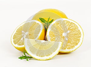 Fresh lemon whole and slice