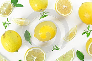 Fresh lemon whole and slice