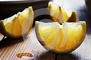 Fresh lemon on a wooden table