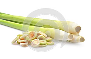 Fresh Lemongrass with slice isolated on white