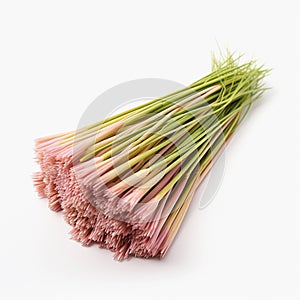 Fresh lemongrass stalk isolated on white, in the style of luminous glazes