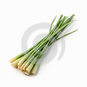 Fresh lemongrass stalk isolated on white, in the style of luminous glazes