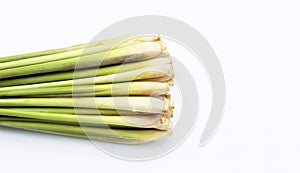 Fresh lemongrass on white background