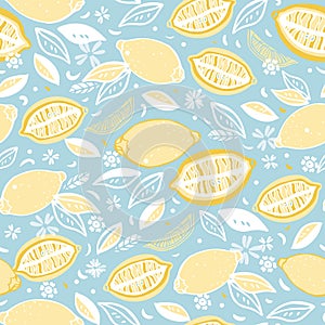 Fresh lemons background pattern