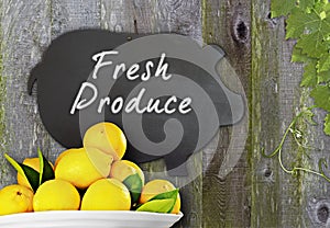 Fresh Lemons & Black Chalkboard Pig Menu Fresh Fru