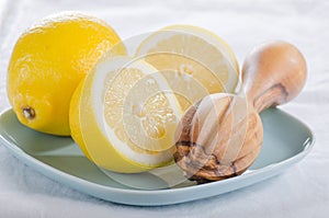 Fresh lemons cut in half