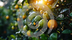 Lemons Hanging on a Lemon tree