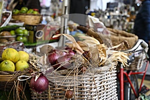 Fresh lemons and onions at the weekly market.