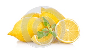 Fresh lemons on a white