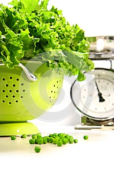 Fresh lettuce in strainer